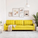 vidaXL Canapea cu 3 locuri, galben deschis, 210 cm, material textil vidaXL Canapea cu 3 locuri, galben deschis, 210 cm, material textil