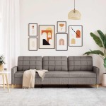 vidaXL Canapea cu 3 locuri, taupe, 210 cm, material textil
