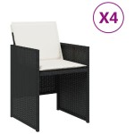 vidaXL Scaune de grădină cu perne, 4 buc., negru, poliratan vidaXL Scaune de grădină cu perne, 4 buc., negru, poliratan