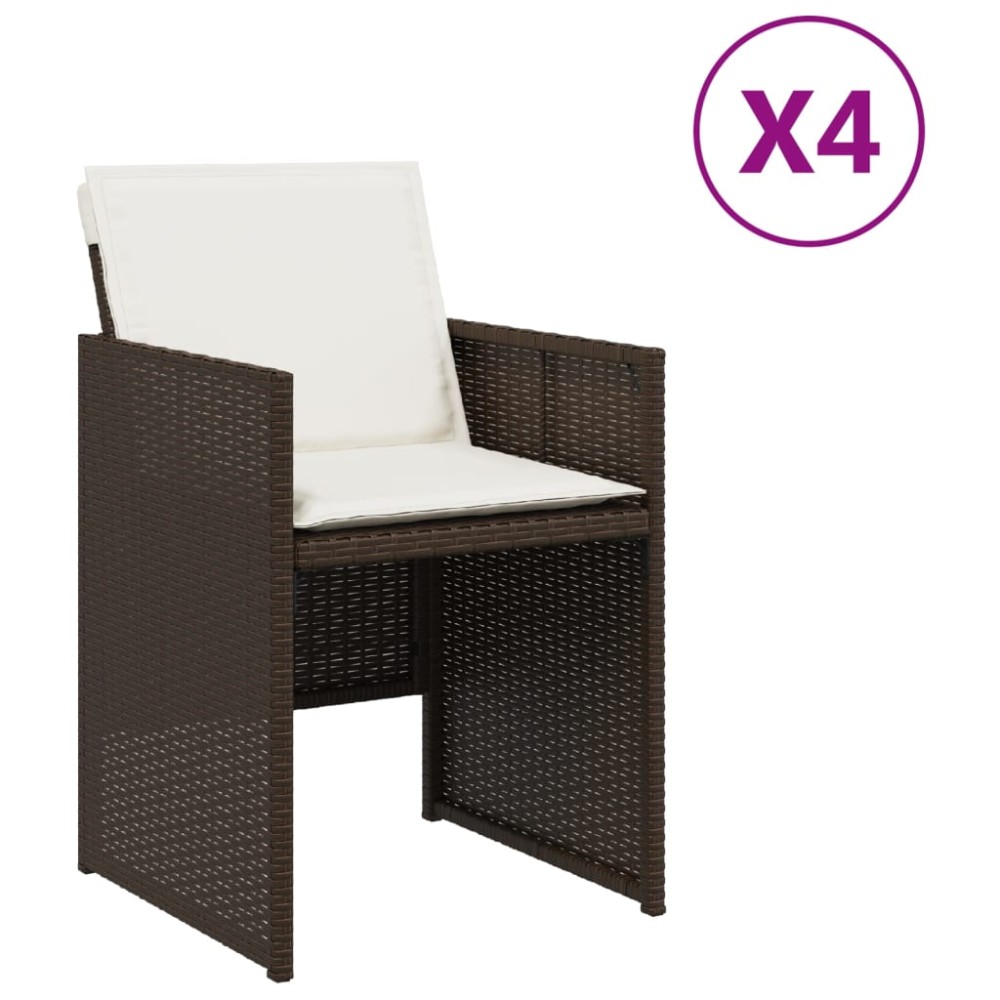 vidaXL Scaune de grădină cu perne, 4 buc., maro, poliratan