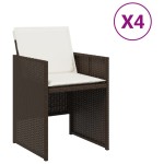 vidaXL Scaune de grădină cu perne, 4 buc., maro, poliratan vidaXL Scaune de grădină cu perne, 4 buc., maro, poliratan