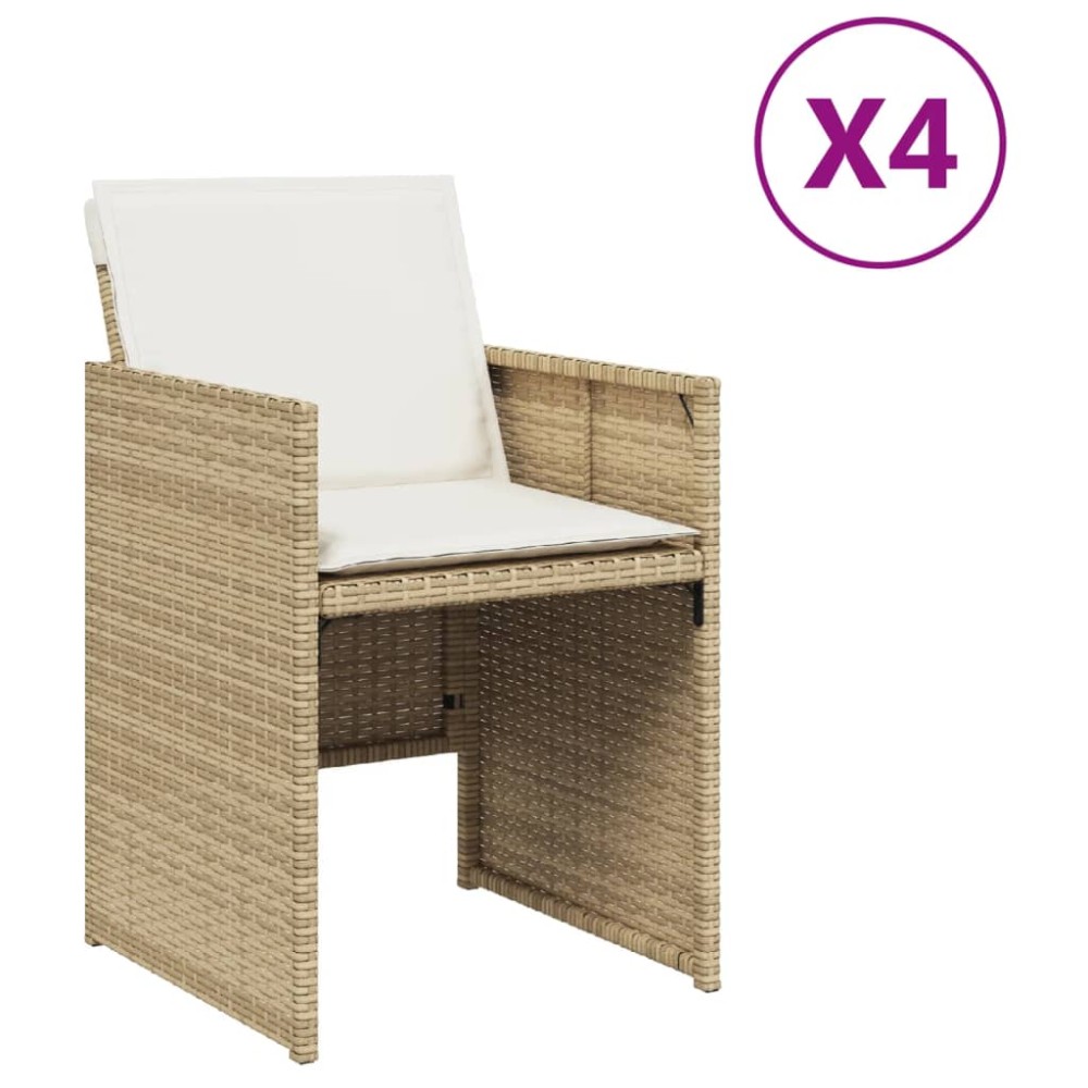vidaXL Scaune de grădină cu perne, 4 buc., bej, poliratan