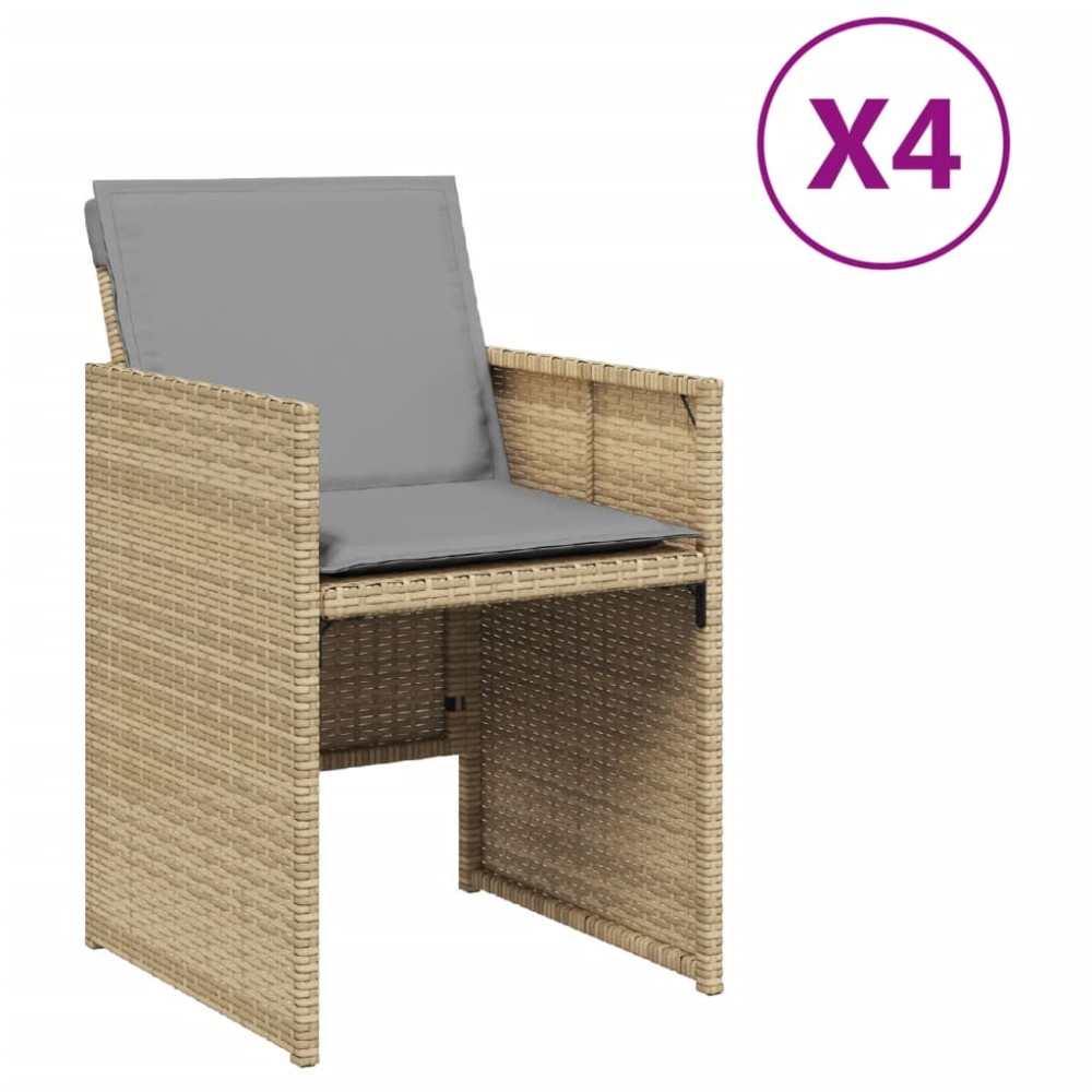 vidaXL Fotolii de grădină cu perne, 4 buc., bej combinat, poliratan