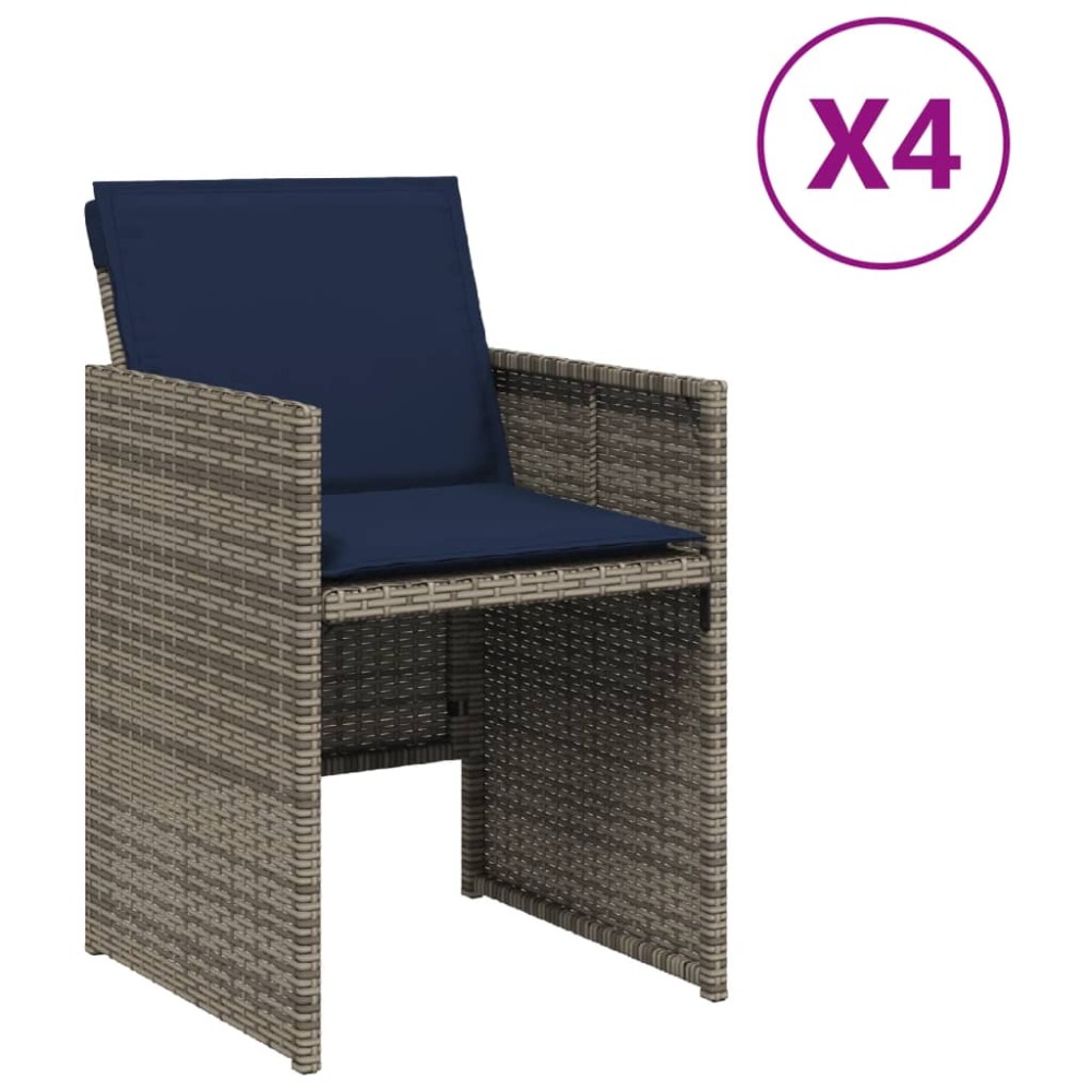 vidaXL Scaune de grădină cu perne, 4 buc., gri, poliratan