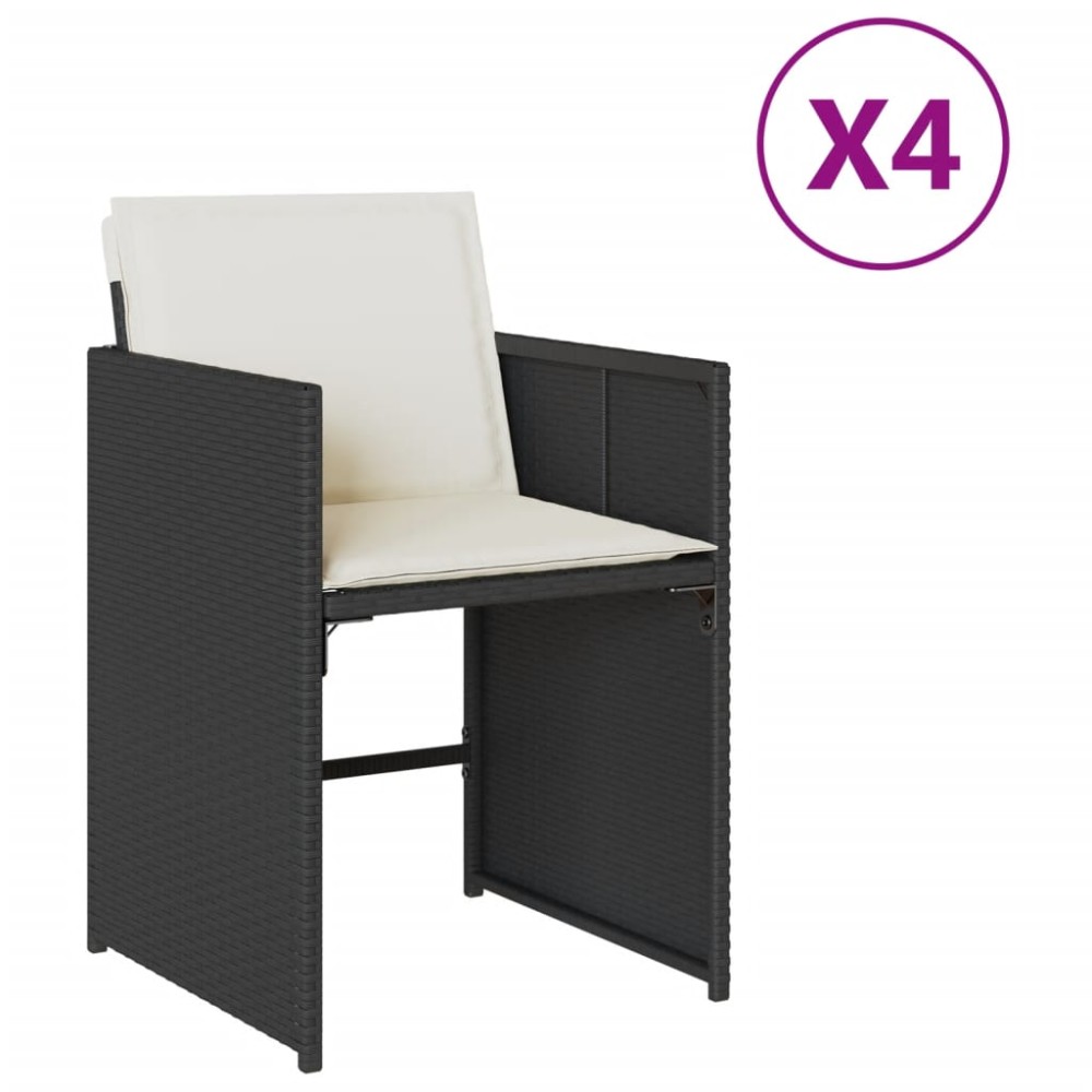 vidaXL Scaune de grădină cu perne, 4 buc., negru, poliratan
