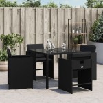 vidaXL Scaune de grădină cu perne, 4 buc., negru, poliratan vidaXL Scaune de grădină cu perne, 4 buc., negru, poliratan