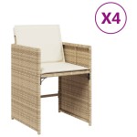 vidaXL Scaune de grădină cu perne, 4 buc., bej, poliratan