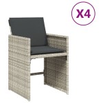 vidaXL Fotolii de grădină cu perne, 4 buc., gri deschis, poliratan vidaXL Fotolii de grădină cu perne, 4 buc., gri deschis, poliratan