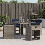 vidaXL Scaune de grădină cu perne, 4 buc., gri, poliratan