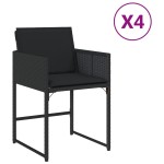 vidaXL Scaune de grădină cu perne, 4 buc., negru, poliratan vidaXL Scaune de grădină cu perne, 4 buc., negru, poliratan