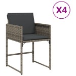 vidaXL Scaune de grădină cu perne, 4 buc., gri, poliratan