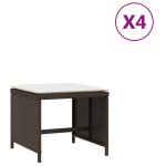 vidaXL Scaune de grădină cu perne, 4 buc., maro 40x40x35 cm poliratan