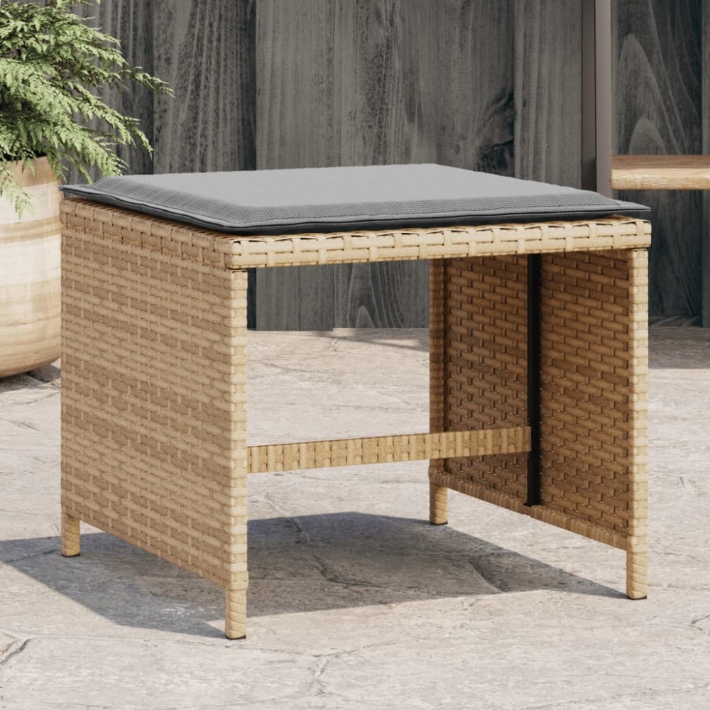 vidaXL Scaune de grădină cu perne 4 buc. mix bej 40x40x35 cm poliratan