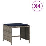 vidaXL Scaune de grădină cu perne, 4 buc., gri, 40x40x35 cm, poliratan vidaXL Scaune de grădină cu perne, 4 buc., gri, 40x40x35 cm, poliratan