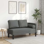 vidaXL Șezlong cu perne, gri închis, material textil vidaXL Șezlong cu perne, gri închis, material textil
