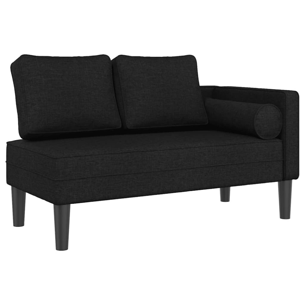 vidaXL Șezlong cu perne, negru, material textil