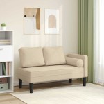 vidaXL Șezlong cu perne, crem, material textil vidaXL Șezlong cu perne, crem, material textil