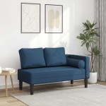 vidaXL Șezlong cu perne, albastru, material textil vidaXL Șezlong cu perne, albastru, material textil