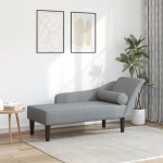 vidaXL Șezlong cu perne, gri deschis, material textil vidaXL Șezlong cu perne, gri deschis, material textil