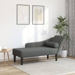 vidaXL Șezlong cu perne, gri închis, material textil vidaXL Șezlong cu perne, gri închis, material textil