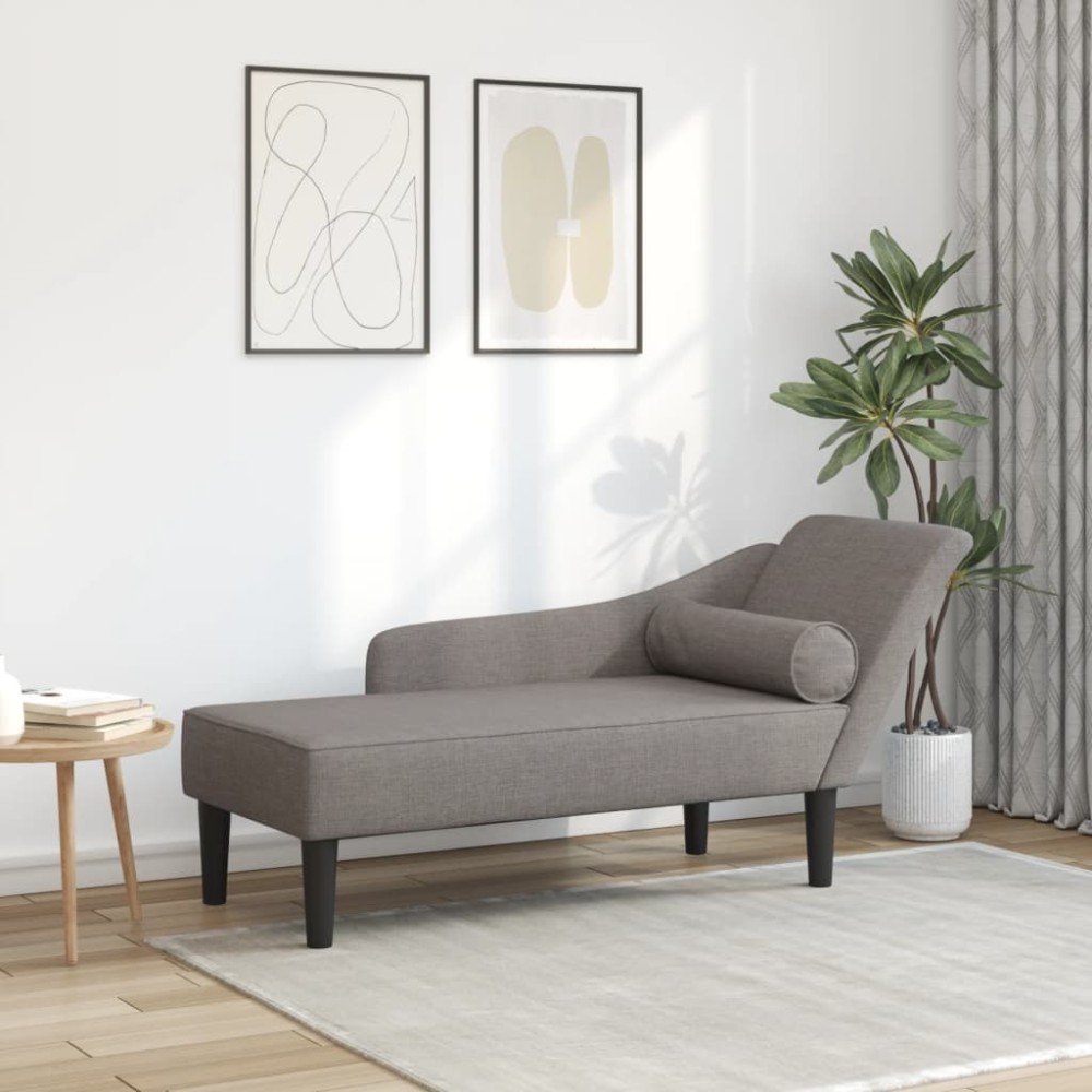 vidaXL Șezlong cu perne, gri taupe, material textil