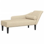 vidaXL Șezlong cu perne, crem, material textil vidaXL Șezlong cu perne, crem, material textil
