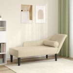 vidaXL Șezlong cu perne, crem, material textil vidaXL Șezlong cu perne, crem, material textil