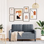 vidaXL Canapea cu 2 locuri, gri închis, 120 cm, catifea vidaXL Canapea cu 2 locuri, gri închis, 120 cm, catifea
