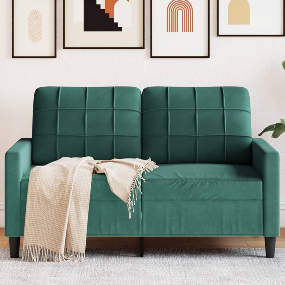 vidaXL Canapea cu 2 locuri, verde închis, 120 cm, catifea