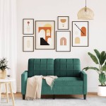 vidaXL Canapea cu 2 locuri, verde închis, 120 cm, catifea