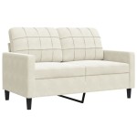 vidaXL Canapea cu 2 locuri, crem, 120 cm, catifea