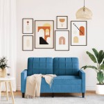 vidaXL Canapea cu 2 locuri, albastru, 120 cm, catifea