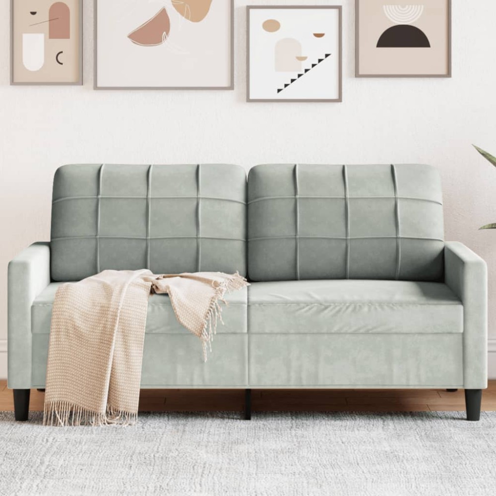 vidaXL Canapea cu 2 locuri, gri deschis, 140 cm, catifea