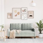 vidaXL Canapea cu 2 locuri, gri deschis, 140 cm, catifea vidaXL Canapea cu 2 locuri, gri deschis, 140 cm, catifea