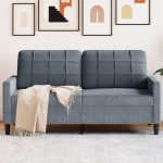 vidaXL Canapea cu 2 locuri, gri închis, 140 cm, catifea vidaXL Canapea cu 2 locuri, gri închis, 140 cm, catifea