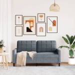 vidaXL Canapea cu 2 locuri, gri închis, 140 cm, catifea vidaXL Canapea cu 2 locuri, gri închis, 140 cm, catifea
