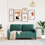 vidaXL Canapea cu 2 locuri, verde închis, 140 cm, catifea vidaXL Canapea cu 2 locuri, verde închis, 140 cm, catifea