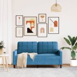 vidaXL Canapea cu 2 locuri, albastru, 140 cm, catifea vidaXL Canapea cu 2 locuri, albastru, 140 cm, catifea