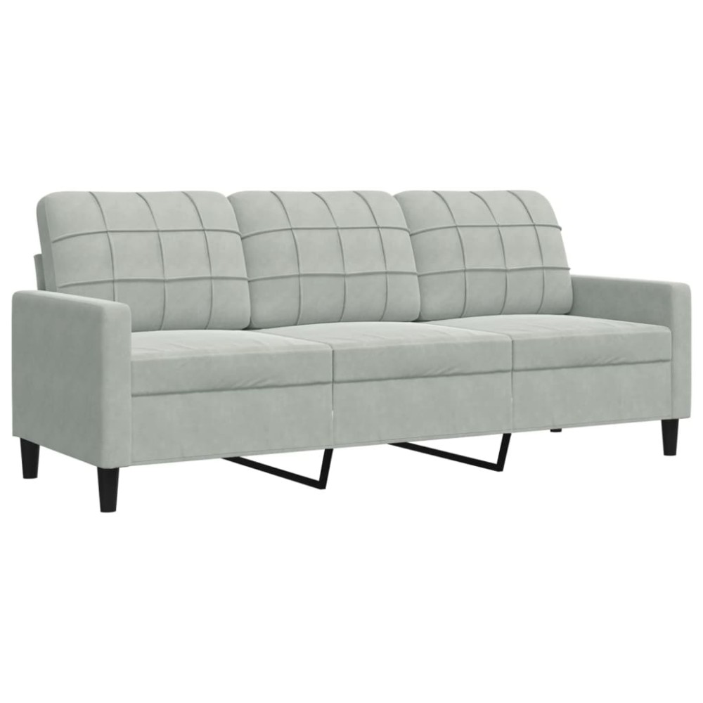 vidaXL Canapea cu 3 locuri, gri deschis, material 180CM catifea