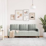 vidaXL Canapea cu 3 locuri, gri deschis, material 180CM catifea vidaXL Canapea cu 3 locuri, gri deschis, material 180CM catifea