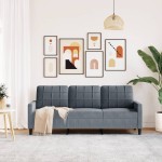 vidaXL Canapea cu 3 locuri, gri închis, 180 cm, material catifea