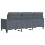 vidaXL Canapea cu 3 locuri, gri închis, 180 cm, material catifea