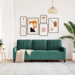 vidaXL Canapea cu 3 locuri, verde închis, 180 cm, catifea