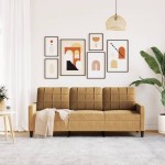 vidaXL Canapea cu 3 locuri, Maro, 180 cm, catifea vidaXL Canapea cu 3 locuri, Maro, 180 cm, catifea