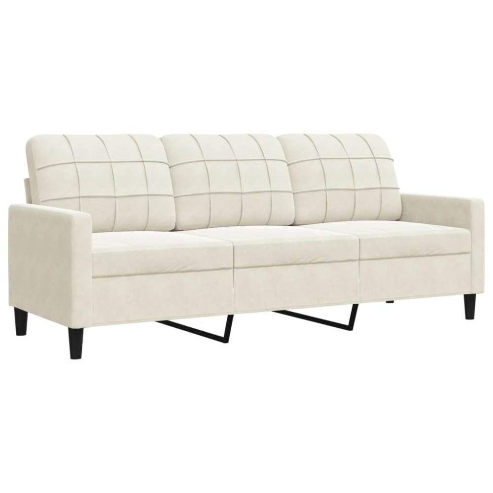 vidaXL Canapea cu 3 locuri, crem, 180 cm, catifea