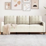 vidaXL Canapea cu 3 locuri, crem, 180 cm, catifea vidaXL Canapea cu 3 locuri, crem, 180 cm, catifea