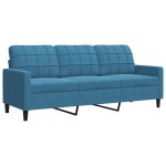 vidaXL Canapea cu 3 locuri, albastru, 180 cm, catifea vidaXL Canapea cu 3 locuri, albastru, 180 cm, catifea