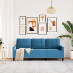 vidaXL Canapea cu 3 locuri, albastru, 180 cm, catifea vidaXL Canapea cu 3 locuri, albastru, 180 cm, catifea