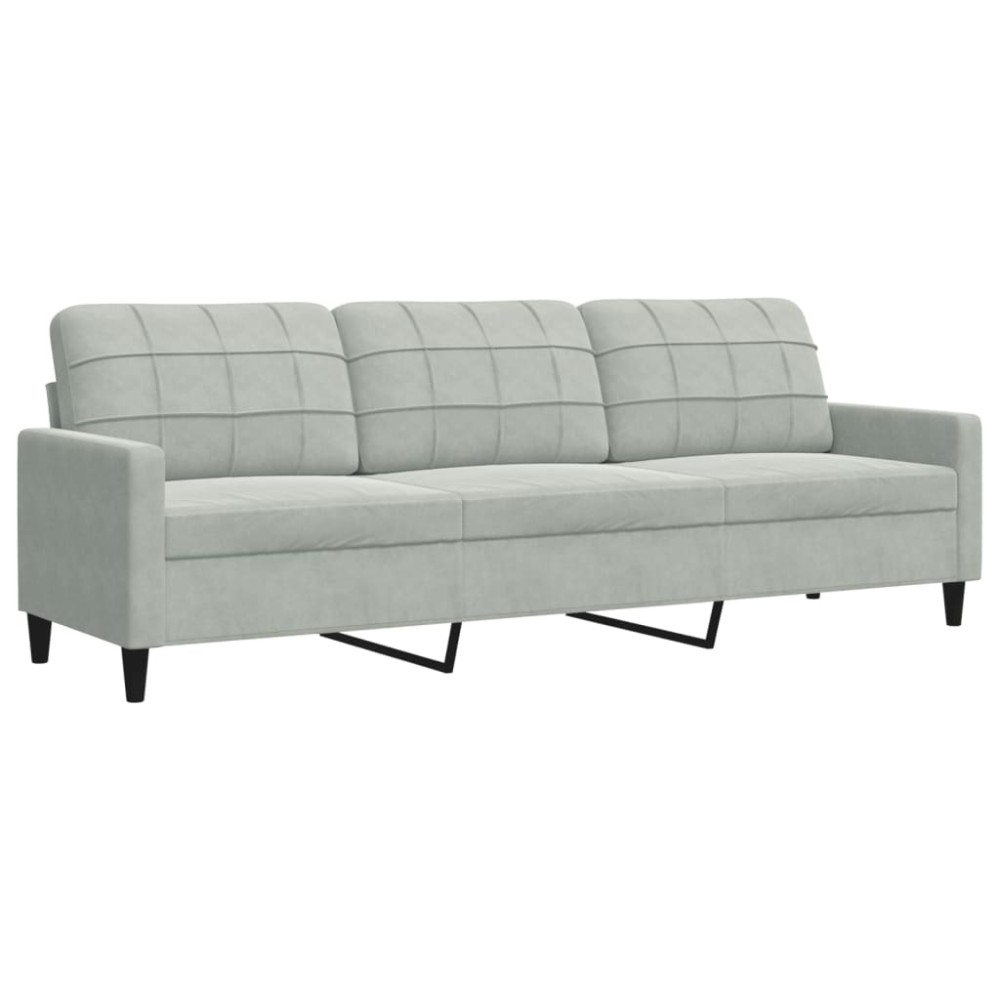 vidaXL Canapea cu 3 locuri, gri deschis, 210 cm, material catifea
