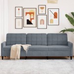 vidaXL Canapea cu 3 locuri, gri închis, 210 cm, material catifea vidaXL Canapea cu 3 locuri, gri închis, 210 cm, material catifea